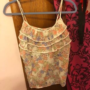 Floral Ruffle Tank Top. Never worn